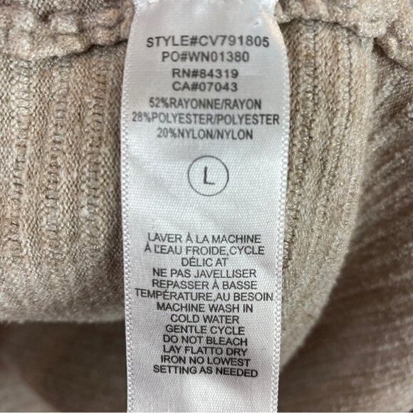 Cyrus Neutral Open Front Long Sleeve Pockets Ribbed Knit Cardigan Large Cream - Picture 5 of 8